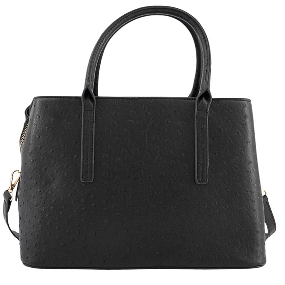 BEBE • Aubrey Ostrich Embossed Crossbody Detachable Strap Satchel with Card Case - Picture 5 of 6